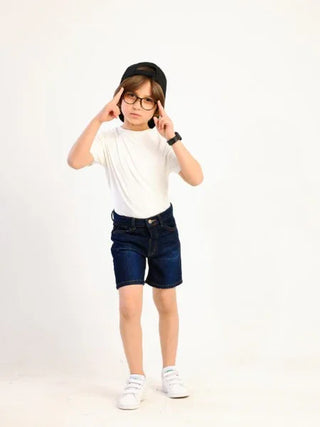 Boys Dark Blue Casual Jeans Shorts