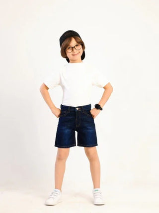 Boys Dark Blue Casual Jeans Shorts