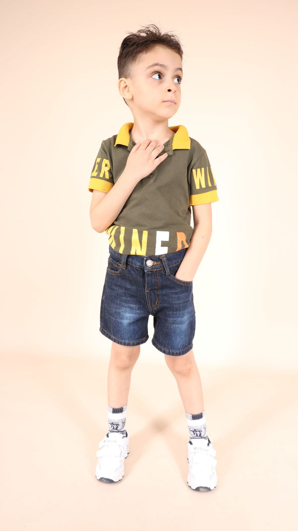 Boys Dark Blue Casual Jeans Shorts