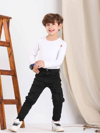 Cargo Black Casual Gabardine