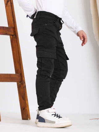 Cargo Black Casual Gabardine