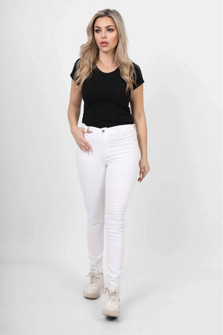 Skinny White Casual Gabardine