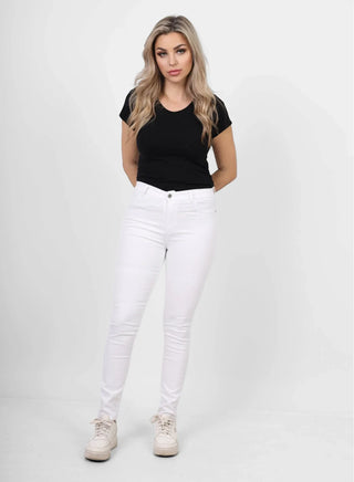 Skinny White Casual Gabardine