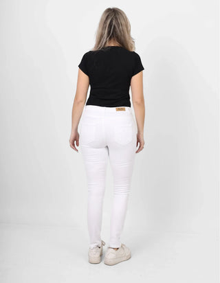 Skinny White Casual Gabardine