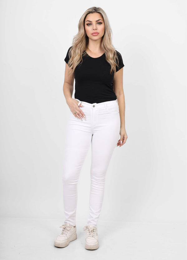 Skinny White Casual Gabardine