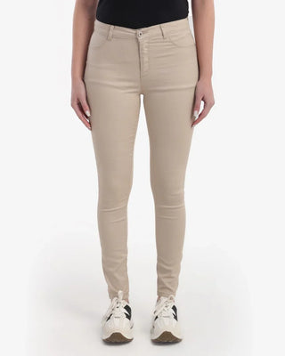 Skinny Beige Casual Gabardine