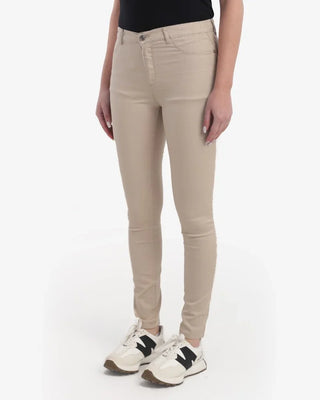 Skinny Beige Casual Gabardine