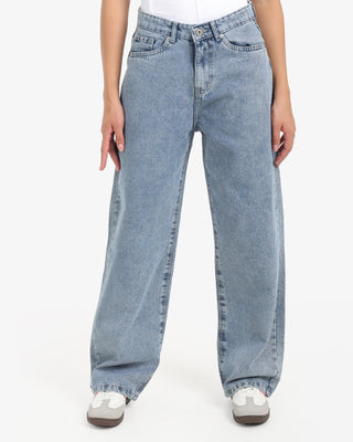 Wide Leg Fit Light Blue Casual Jeans