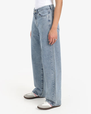 Wide Leg Fit Light Blue Casual Jeans