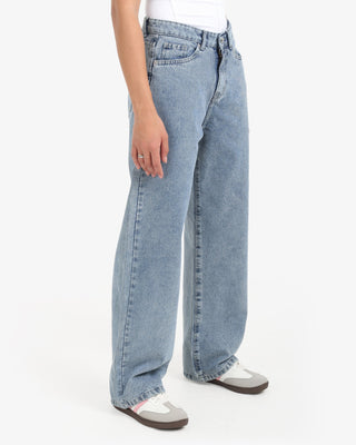 Wide Leg Fit Light Blue Casual Jeans