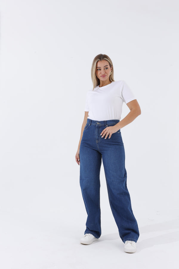 Wide Leg Big Size Blue Casual Jeans