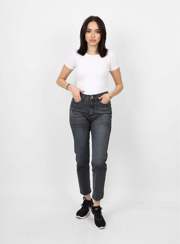 Mom Fit Grey Casual Jeans