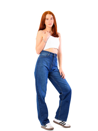 Wide Leg Fit Blue Casual Jeans