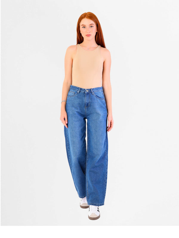 Wide Leg Blue Casual Jeans