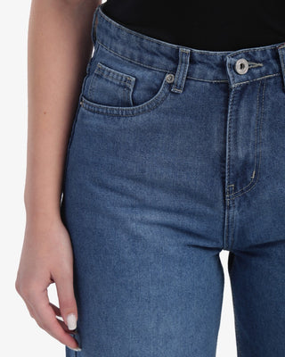 Wide Leg Mid Blue Casual Jeans