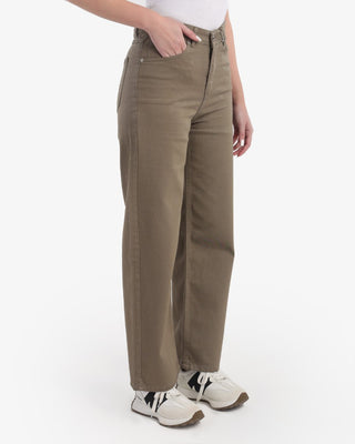 WIDE LEG Olive Green Casual Gabardine