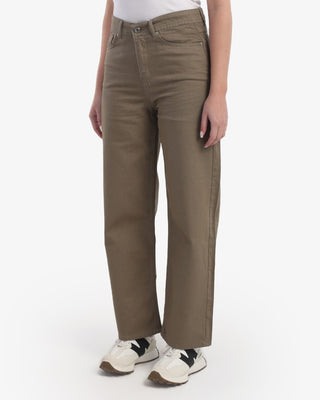 WIDE LEG Olive Green Casual Gabardine