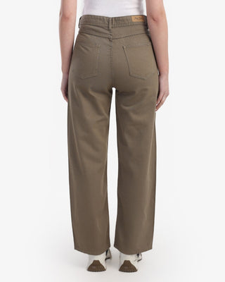 WIDE LEG Olive Green Casual Gabardine