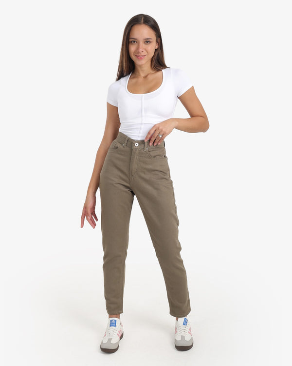 Boyfriend Olive Green Casual Jeans