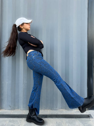 Flare Fit Tiger Dark BLUE Casual Jeans