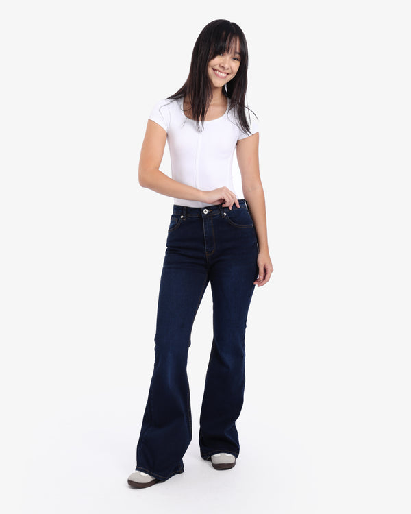 Flare Big Size Dark Blue Casual Jeans