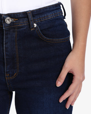 Flare Big Size Dark Blue Casual Jeans