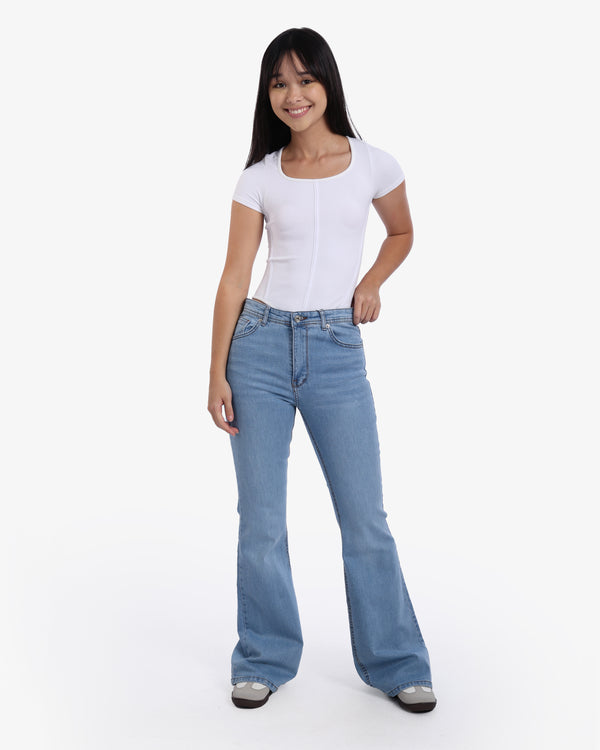 Flare Big Size Ice Blue Casual Jeans