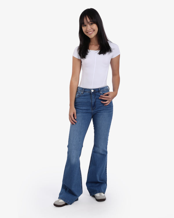 Flare Big Size Blue Casual Jeans