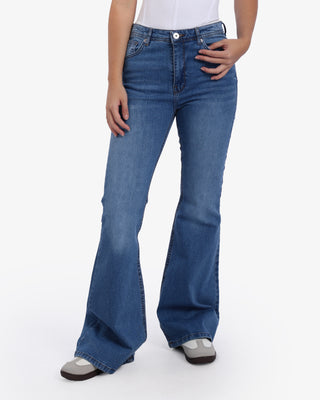 Flare Big Size Storm Blue Casual Jeans