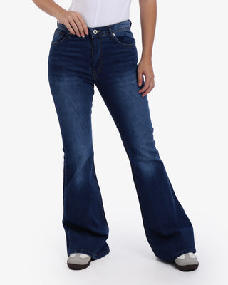 Flare Big Size Blue Casual Jeans
