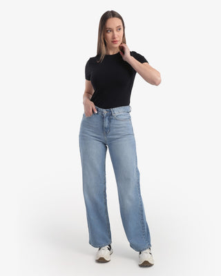Wide Leg Storm Light Blue Casual Jeans