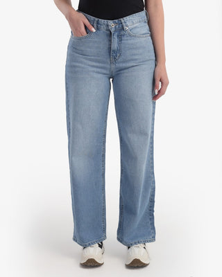 Wide Leg Storm Light Blue Casual Jeans
