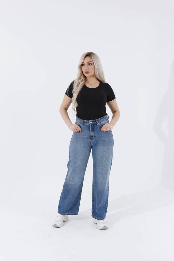 Wide Leg Big Size Light Blue Casual Jeans