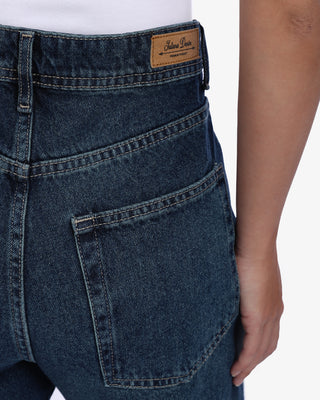 Wide Leg Dark Blue Casual Jeans