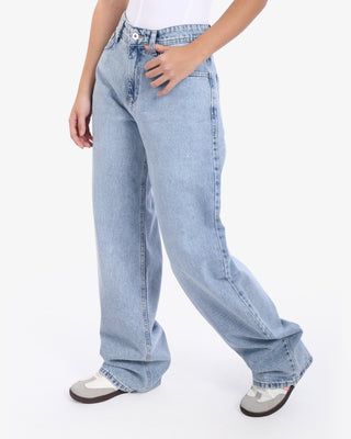 Wide Leg Ice Blue Casual Jeans