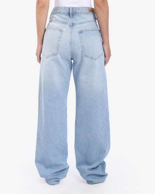 Wide Leg Ice Blue Cutting Casual Jeans