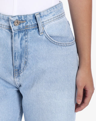 Wide Leg Ice Blue Cutting Casual Jeans