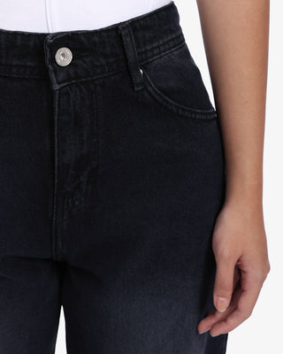 Wide Leg Dark Grey Casual Jeans