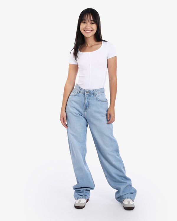 Wide Leg Ice Blue Casual Jeans