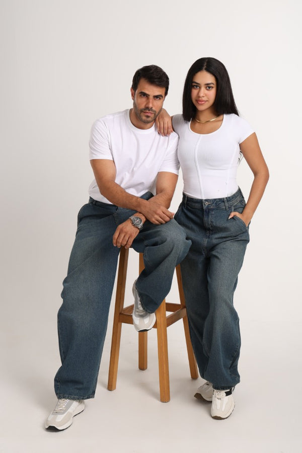 UNI-SEX Skater Dirty Blue Casual Jeans
