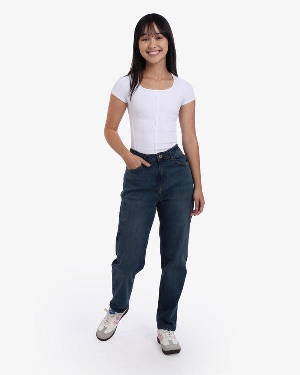 Mom Fit Dark Blue Casual Jeans