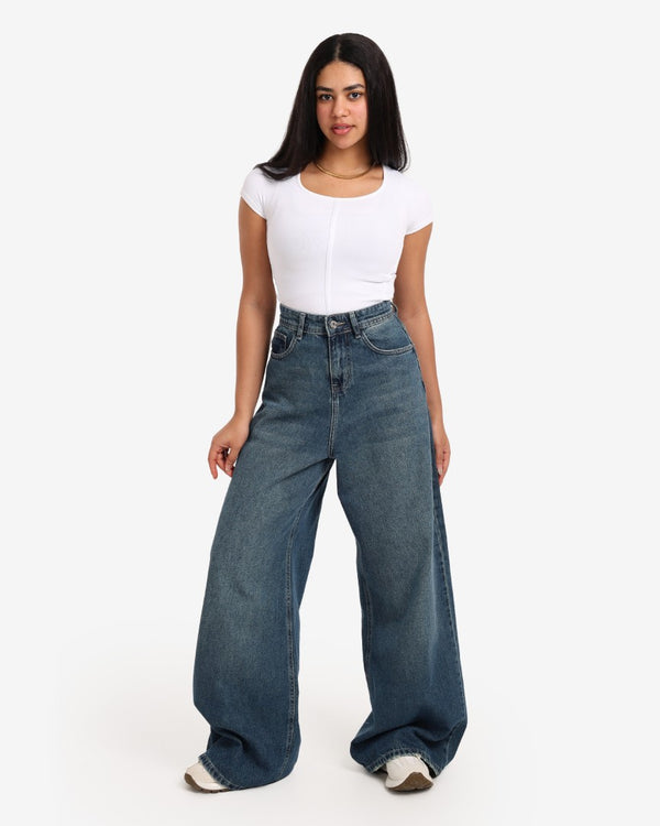 Mega Baggy Dirty Blue Casual Jeans