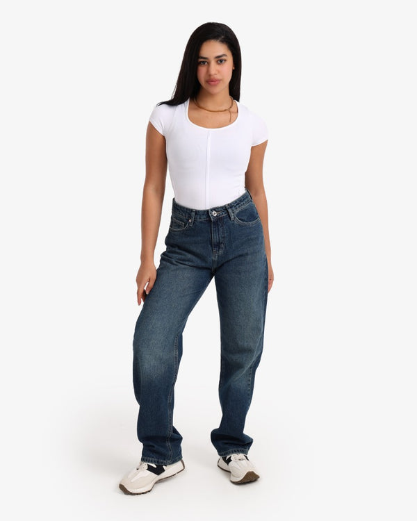 Straight Dirty Blue Casual Jeans