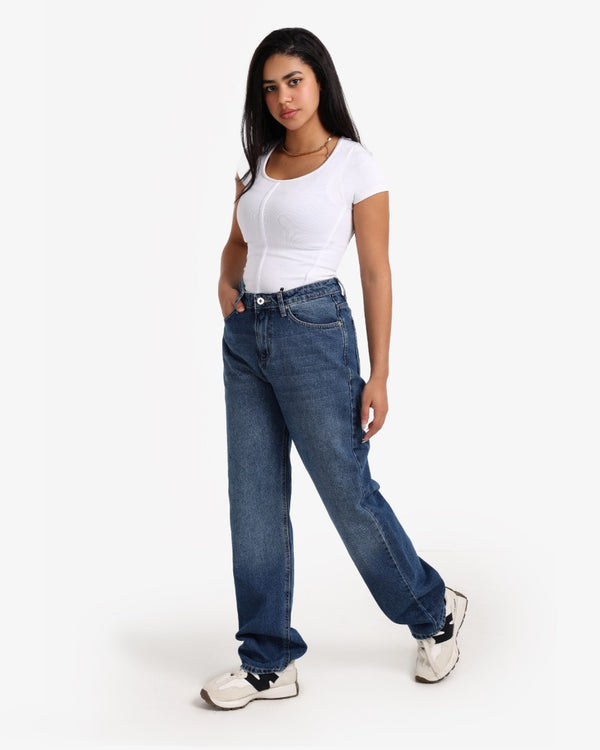 Straight Blue Casual Jeans