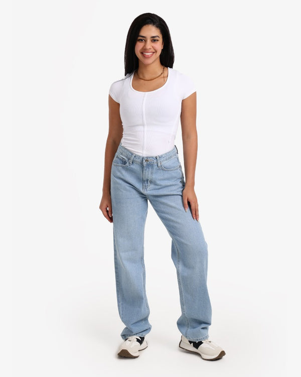 Straight Ice Blue Casual Jeans