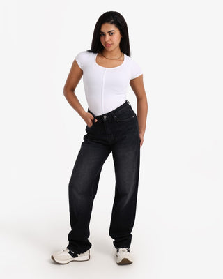 Straight Black Casual Jeans