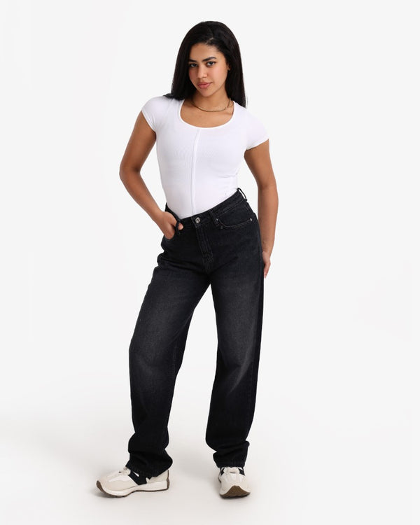 Straight Black Casual Jeans