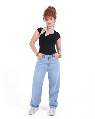 Straight Big Size Ice Blue Casual Jeans
