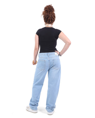 Straight Big Size Ice Blue Casual Jeans