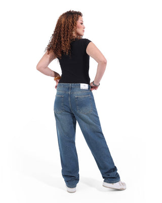 Straight Big Size Dirty Blue Casual Jeans